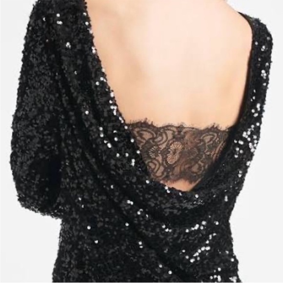 Sachin and Babi Black Cameron Sequin Mini Dress: Long Sleeve - Picture 2 of 15